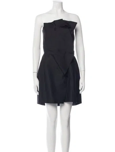 Pre-owned Valentino Virgin Wool Mini Dress In Black