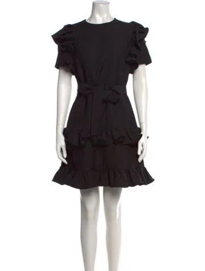 Pre-owned Valentino Virgin Wool Mini Dress In Black