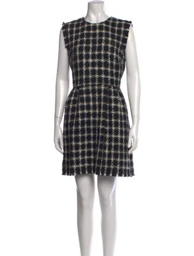 Pre-owned Valentino Virgin Wool Mini Dress In Black