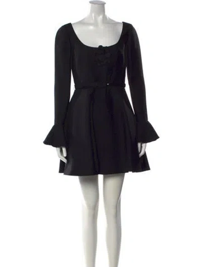 Pre-owned Valentino Virgin Wool Mini Dress In Black