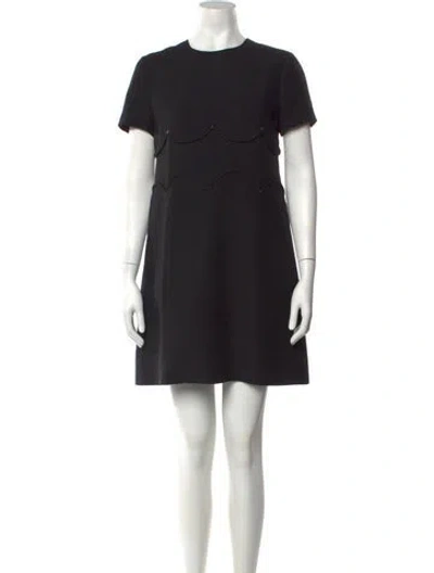 Pre-owned Valentino Virgin Wool Mini Dress In Black