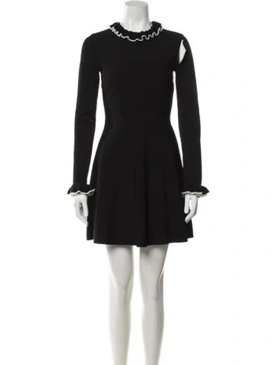 Pre-owned Valentino Virgin Wool Mini Dress In Black
