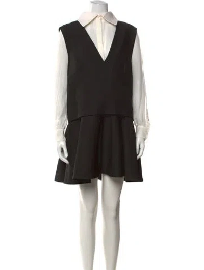Pre-owned Valentino Virgin Wool Mini Dress In Black