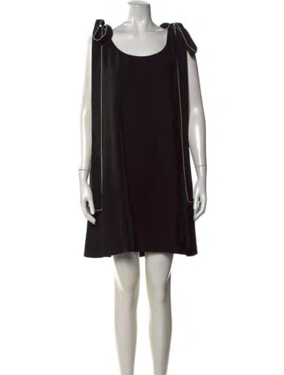 Pre-owned Valentino Virgin Wool Mini Dress In Black