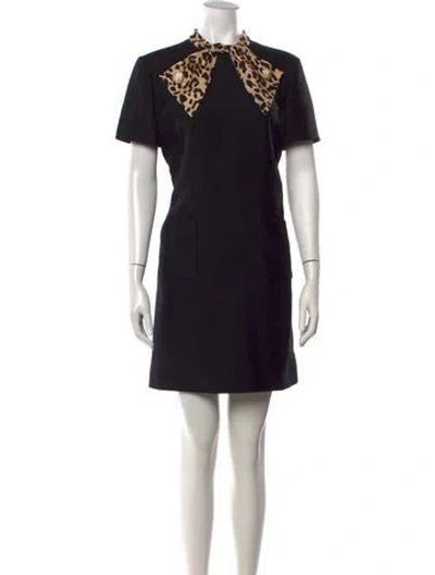 Pre-owned Valentino Virgin Wool Mini Dress In Black