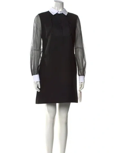Pre-owned Valentino Virgin Wool Mini Dress In Black