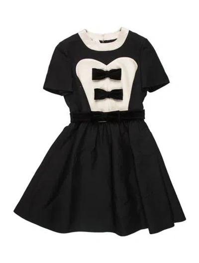 Pre-owned Valentino Virgin Wool Mini Dress In Black