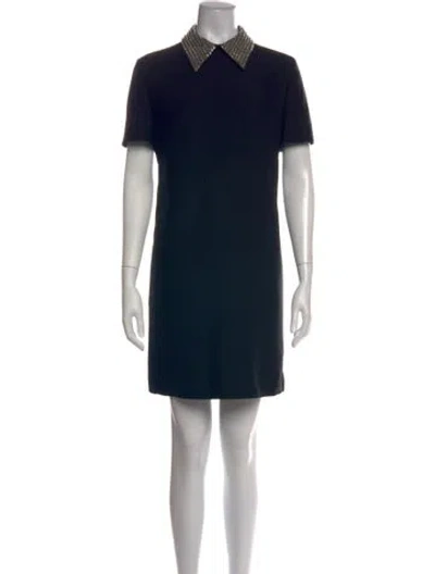 Pre-owned Valentino Virgin Wool Mini Dress In Black