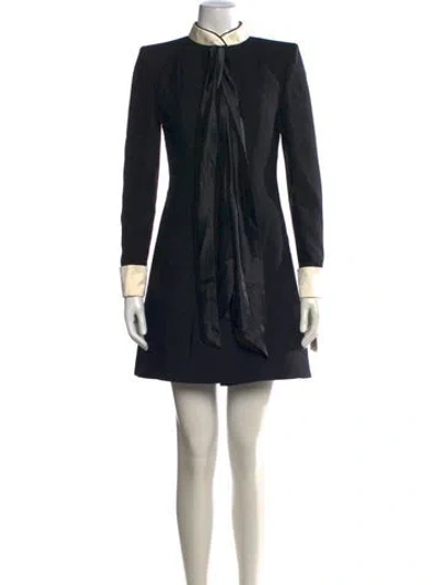 Pre-owned Valentino Virgin Wool Mini Dress In Black
