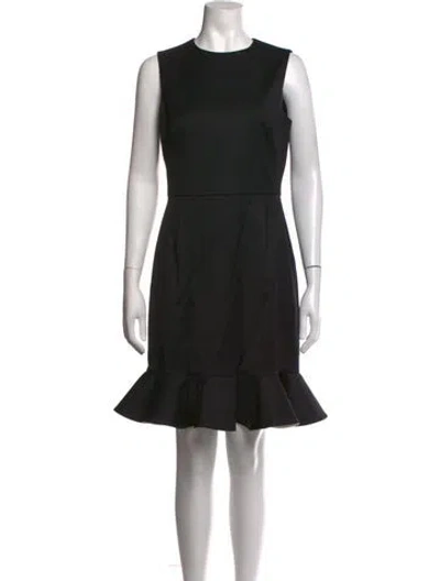 Pre-owned Valentino Virgin Wool Mini Dress In Black