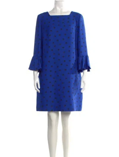 Pre-owned Valentino Virgin Wool Mini Dress In Blue