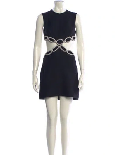 Pre-owned Valentino Virgin Wool Mini Dress In Blue