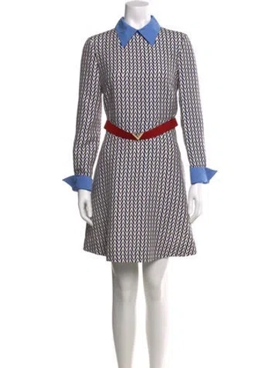 Pre-owned Valentino Virgin Wool Mini Dress In Blue