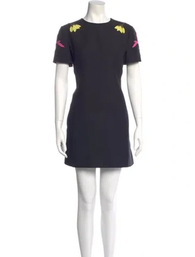 Pre-owned Valentino Virgin Wool Mini Dress In Blue