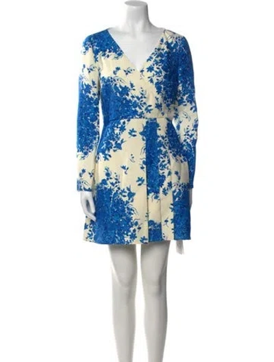 Pre-owned Valentino Virgin Wool Mini Dress In Blue