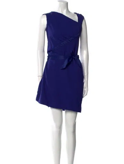 Pre-owned Valentino Virgin Wool Mini Dress In Blue