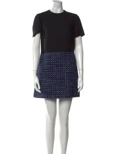 Pre-owned Valentino Virgin Wool Mini Dress In Blue