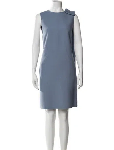 Pre-owned Valentino Virgin Wool Mini Dress In Blue