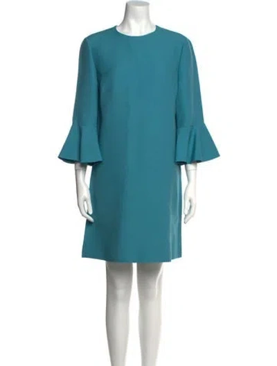 Pre-owned Valentino Virgin Wool Mini Dress In Blue