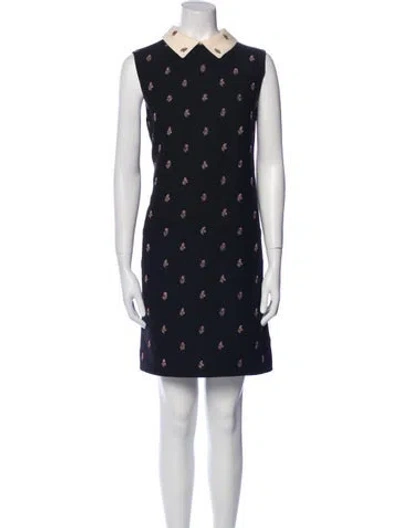 Pre-owned Valentino Virgin Wool Mini Dress In Blue