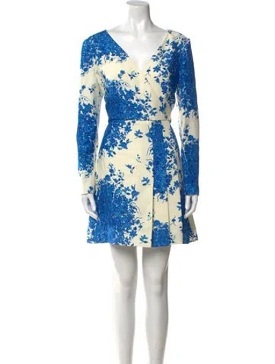 Pre-owned Valentino Virgin Wool Mini Dress In Blue