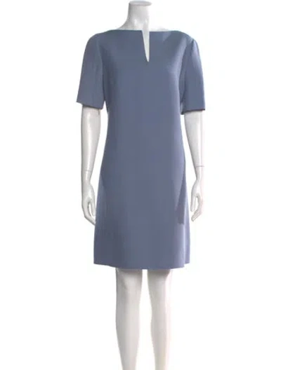 Pre-owned Valentino Virgin Wool Mini Dress In Blue