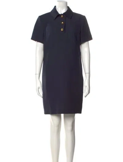 Pre-owned Valentino Virgin Wool Mini Dress In Blue