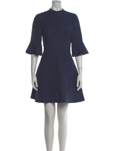 Pre-owned Valentino Virgin Wool Mini Dress In Blue