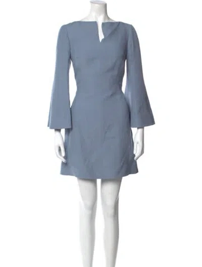 Pre-owned Valentino Virgin Wool Mini Dress In Blue