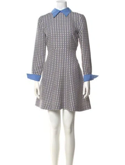 Pre-owned Valentino Virgin Wool Mini Dress In Blue