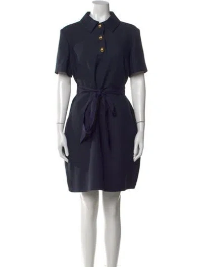 Pre-owned Valentino Virgin Wool Mini Dress In Blue