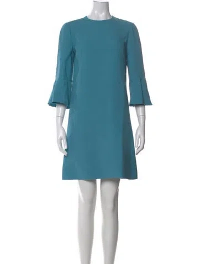 Pre-owned Valentino Virgin Wool Mini Dress In Blue