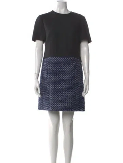 Pre-owned Valentino Virgin Wool Mini Dress In Blue