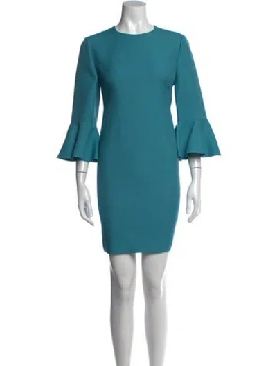 Pre-owned Valentino Virgin Wool Mini Dress In Blue