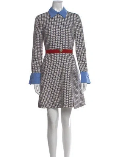 Pre-owned Valentino Virgin Wool Mini Dress In Blue