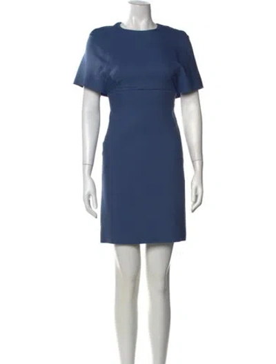 Pre-owned Valentino Virgin Wool Mini Dress In Blue