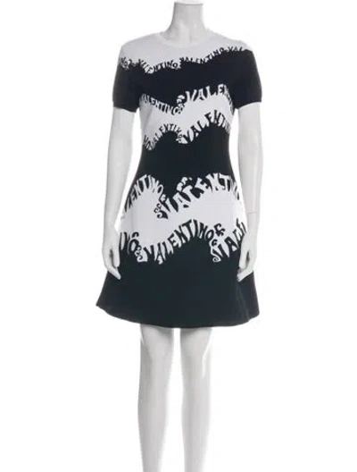 Pre-owned Valentino Virgin Wool Mini Dress In Blue