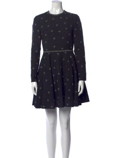 Pre-owned Valentino Virgin Wool Mini Dress In Blue