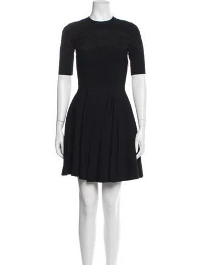 Pre-owned Valentino Virgin Wool Mini Dress In Blue