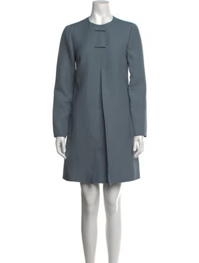 Pre-owned Valentino Virgin Wool Mini Dress In Blue