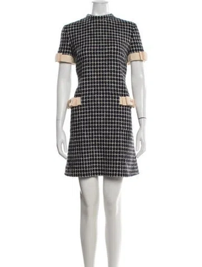 Pre-owned Valentino Virgin Wool Mini Dress In Blue