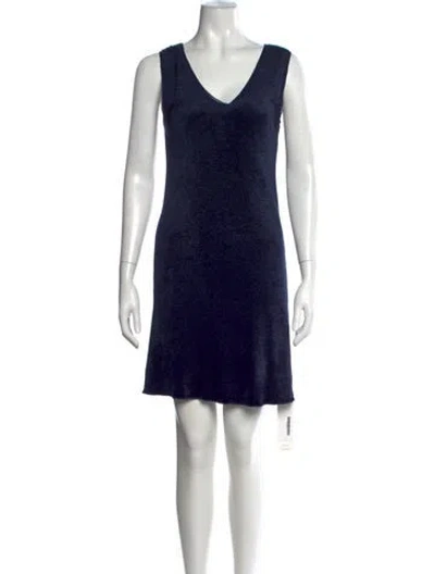 Pre-owned Valentino Virgin Wool Mini Dress In Blue
