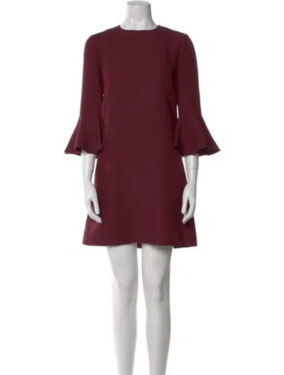 Pre-owned Valentino Virgin Wool Mini Dress In Burgundy