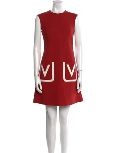 Pre-owned Valentino Virgin Wool Mini Dress In Burgundy