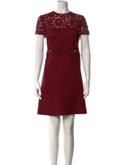 Pre-owned Valentino Virgin Wool Mini Dress In Burgundy