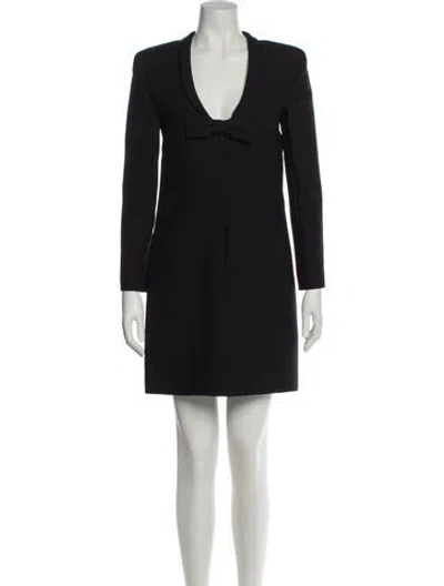Pre-owned Valentino Virgin Wool Mini Dress In Gray