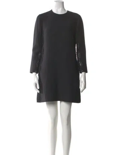 Pre-owned Valentino Virgin Wool Mini Dress In Gray