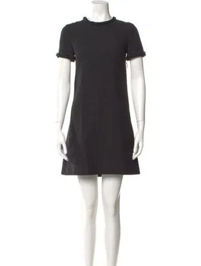 Pre-owned Valentino Virgin Wool Mini Dress In Gray