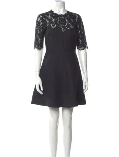 Pre-owned Valentino Virgin Wool Mini Dress In Gray