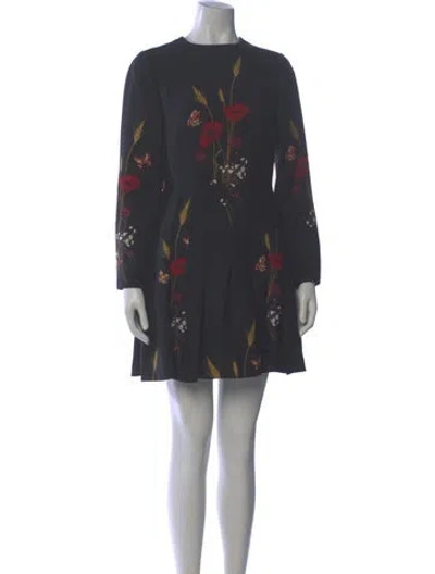 Pre-owned Valentino Virgin Wool Mini Dress In Gray